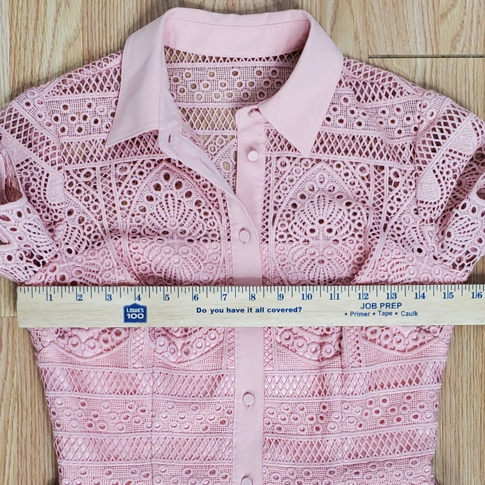 ANTONIO MELANI Blush Pink Lace Shirt Dress - Picture 11 of 14